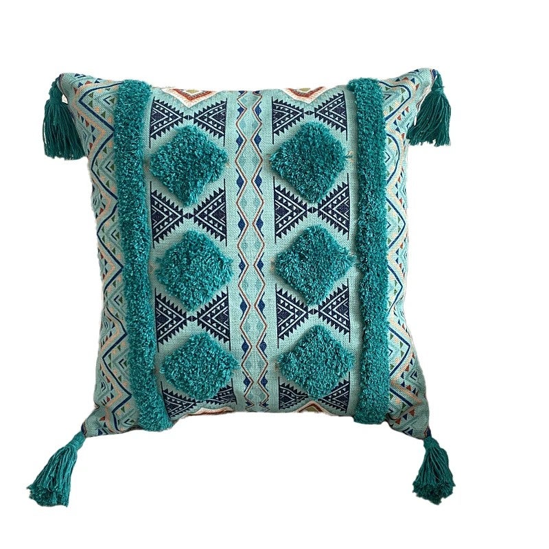 Y&D Bohemia Style Embroid 3d Printed Tufted Cotton Linen Blend Cushion Cover with Tassel Water Resistant - Image 1